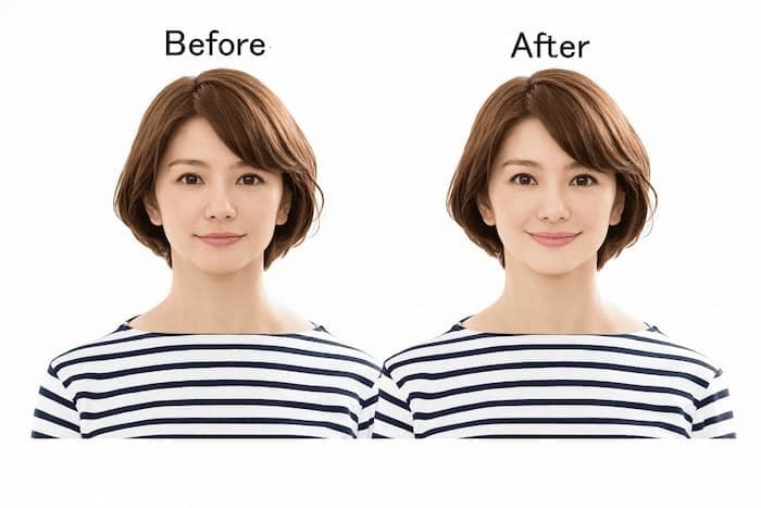 筋膜矯正before after・フェイスライン小顔効果（目黒 Blue Rose）